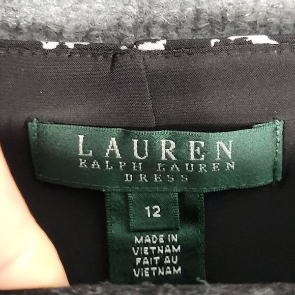 LAUREN RALPH LAUREN Black Abstract Slinky Knit Career Office Dress SIZE 12 - Picture 5 of 10